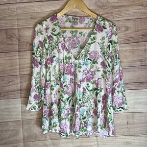 Show Me Your Mumu Marlow Swing Top Women’s Size Small Floral V-Neck Button Front
